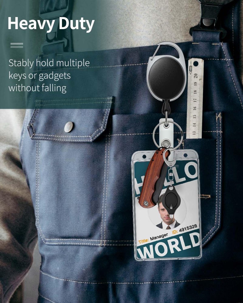 Pawfly 2 Pack Vertical 2-Card Badge Holder with Thumb Slots Hard Transparent PC Case Protector with Retractable Badge Reel Carabiner Clip for IDs Credit Cards Driverâ€™s Licenses and Passes - Image 2